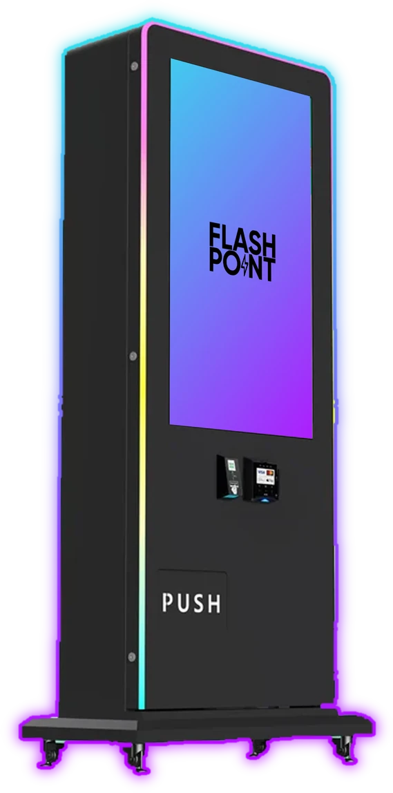 Flashpoint free-standing touchscreen vending tower