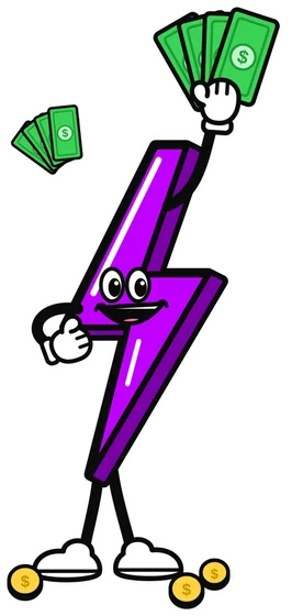 Mascot holding cash